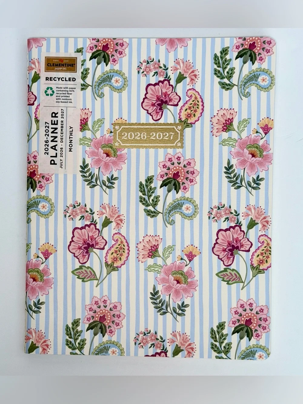 2026-2027 Clementine Paper inc. 17-month Large Size Planner (Blue Stripes)
